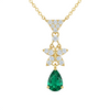 Butterfly Natural Emerald Pendant Necklace Pear Cut Green Gemstone in 14K gold 