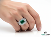 Moderner, natürlicher Smaragdring im Smaragdschliff mit Diamanten, 4 Karat Verlobungsring
