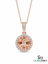 Fine Jewelry Morganite Halo Necklace with Diamond Bail