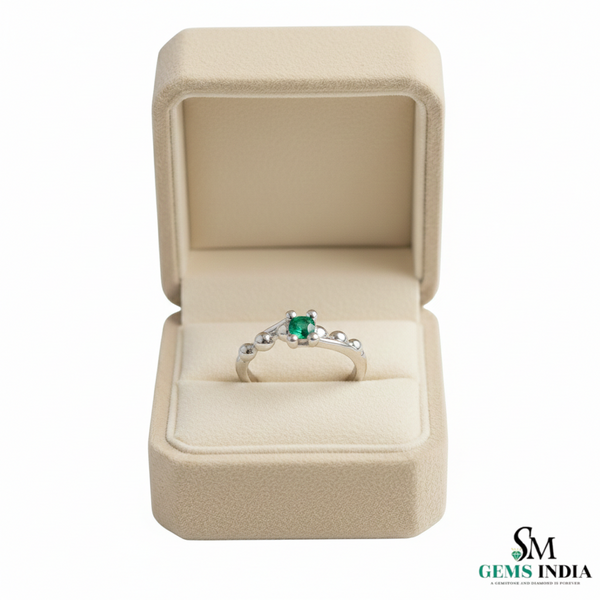 2 Karat Herzform-Smaragd- und Diamantring aus 14 Karat Gold, Smaragd-Verlobungsring