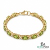 Natural Oval Peridot Bracelet with Diamond Flower Links for Women – August Birthstone Jewelry
