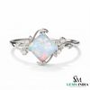 Octagon Cut Opal Ring with Floral Vine Design – Nature Inspired Yellow Gold Opal Ring
