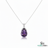 Luxury Pear Cut Amethyst Pendant with Diamond Halo in 18k gold