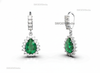 2.40 Carat Pear Shaped Natural Emerald Halo Earrings Fine Gold Drop Earrings for Women in 18k Gold