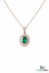 Oval Emerald & Diamond Vintage Halo Pendant - Classic Emerald Fine Jewelry