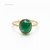 2.40 carat Natural Cabochon Emerald Solitaire 14K Gold Ring Anniversary Wedding Gift Ring