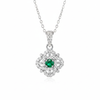0.75 carat Round shaped Natural Emerald intertwined loops Cluster Pendant in 14k yellow gold