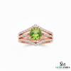 Oval Natural Peridot Diamond Ring with Split Band - August birthstone