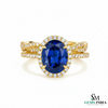 Vintage Style Designer Oval Blue Sapphire Diamond Ring