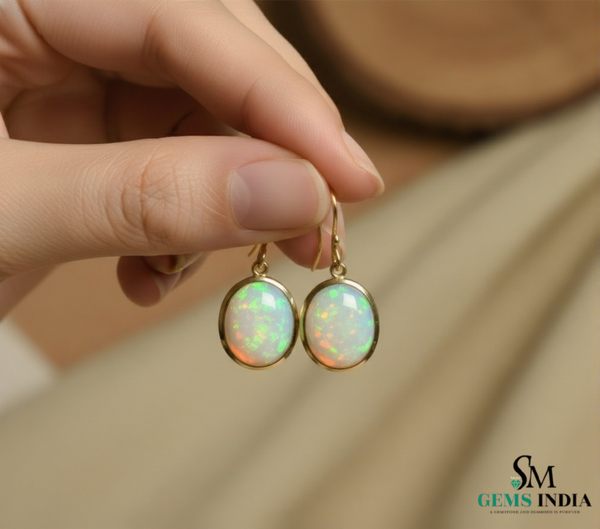 Elegant Oval Opal Drop Earrings – October Birthstone Jewelry