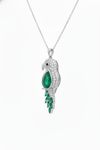 9.50 carat Royal Green Natural Emerald Necklace Diamond Accent Oval Pendant in 14k Gold