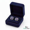 Natural Round Amethyst Gold Stud Earrings with Twisted Rope Setting