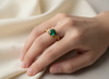 Natural Emerald Ring with Leaf Pattern Band Promise Ring in 14k Gold 1.10 carat Emerald Wedding RIng
