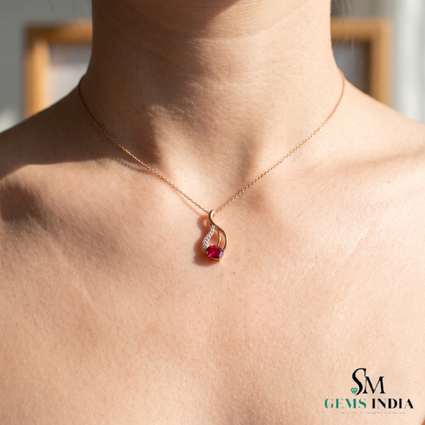 Oval Ruby & Diamond Teardrop Pendant – Sophisticated Statement Jewelry