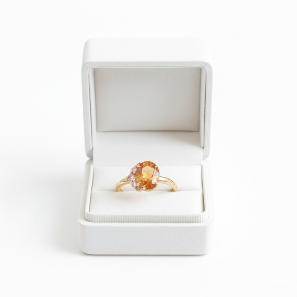 Doppelter Smaragd-Ring in offenem Design aus 14 Karat Gold – Band mit quadratisch und rund geschliffenen grünen Edelsteinen