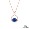 Elegant Oval cut Blue Tanzanite & Diamond Teardrop Pendant