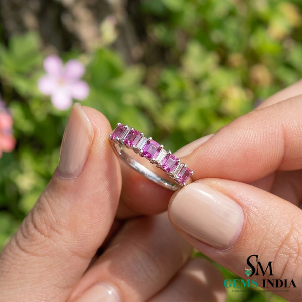 Princess Cut Ruby Ring with Baguette Diamonds - Minimalist Fine Jewelry