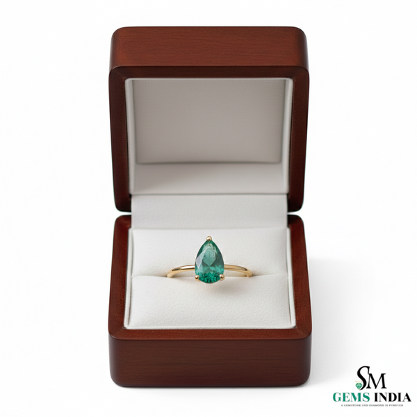 2 Karat Herzform-Smaragd- und Diamantring aus 14 Karat Gold, Smaragd-Verlobungsring