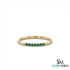 Natural Emerald Half Eternity Ring in Solid 14K Gold – Minimalist Stackable Band for Women