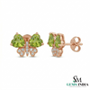 Green Peridot Heart Shape Earrings with Diamond Accent – Elegant Stud Earrings