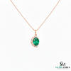 Elegant Oval Emerald & Diamond Half-Halo Pendant Anniversary gift for her