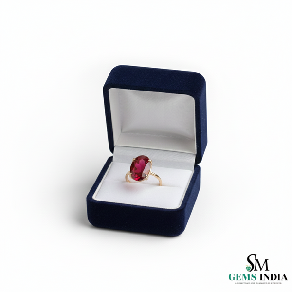 Oval Cut Red Ruby Solitaire Ring in 14K Gold Timeless Statement Jewelry