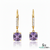 Cushion Cut Amethyst Drop Earrings with Diamond Leverback