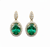 Vintage-Inspired Oval shape Natural Emerald Diamond Halo Earrings