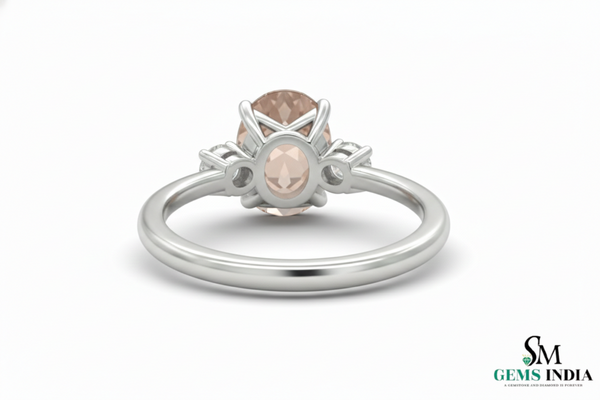 Minimalist Oval Morganite & Diamond Ring - Pink Gemstone Ring