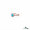 Turquoise Halo Ring With Diamond Accent Band – Elegant Fine Jewelry