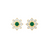 1.60 carat Daisy Flower Stud Earrings in Gold with Natural Emerald-Green Stone