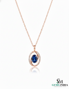Elegant Blue Tanzanite Diamond Oval Pendant in 14k and 18k Gold