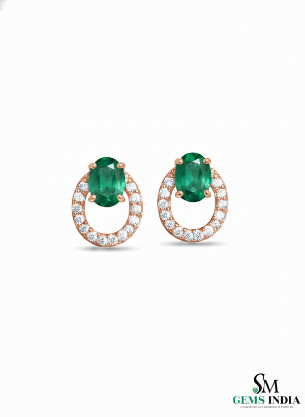 Oval Cut Emerald Diamond Drop Earrings – Timeless Emerald Halo Earrings