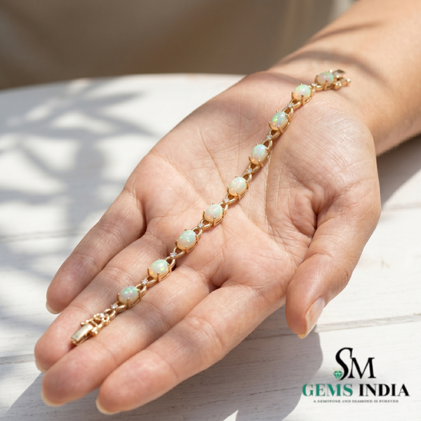 Luxury Opal and Diamond Bracelet for Women - Elegant Fine Jewelry Gift