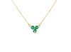 1.3 carat Round shaped Three Stone Natural Emerald Cluster Pendant in 14k yellow gold