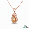 Teardrop Natural Citrine Pendant with Diamond Frame