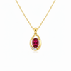 Oval Ruby & Diamond Halo Pendant Special Surprise gift for her