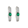 Oval Natural Emerald & Diamond Huggie Hoop Earrings in 14k and 18k Gold