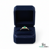 Fine 14K Gold Oval Emerald Ring with Two Round Diamonds
