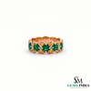 Round Natural Emerald and Citrine Ring - Elegant Gemstone Eternity Band