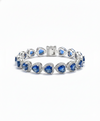 Heart Shape Lab Grown Blue Sapphire & Diamond Halo Bracelet - Romantic gift for her