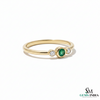 Minimalist Emerald Center Stone Diamond Accent Gold Ring