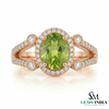Oval Peridot Statement Ring with Diamond Detailing - Gift For Her