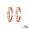 Morganite Diamond Huggie Hoop Earrings - Morganite Wedding Earrings