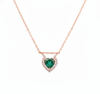 Romantic Natural Emerald Heart Necklace Green Gemstone with Diamond Frame Symbol of Love and Elegance