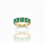 Elegant Five Emerald Cut Natural Emerald Gemstone Ring with Diamond Accents