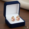Elegant Rainbow Gemstone Hoops Princess Cut Multicolor Gemstone Earrings