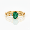 1.20 carat Oval shape Natural Emerald and Diamond Split Shank Ring in 14k Gold Gift for her