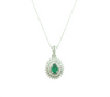 1 carat Vintage Style Oval Emerald Pendant with Diamond Halo in 14K Gold