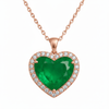 2.50 carat Heart Shape Natural Emerald and Diamond Halo Pendant in 18K Gold